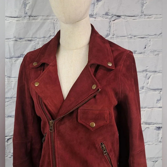 Nasty Gal Women's Leather Real Suede Jacket Fringe Western Boho Red Small - Picture 4 of 16